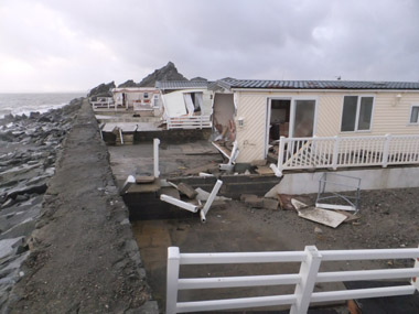 Static caravans completely destroyed by the surge 