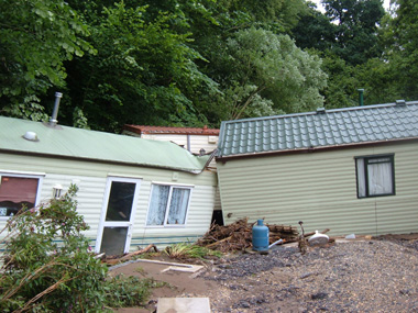 Storm damage on holiday park