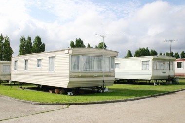 Static caravan with ariel