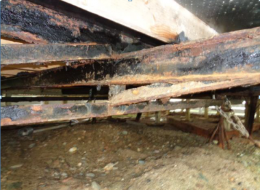 Corroded caravan chassis
