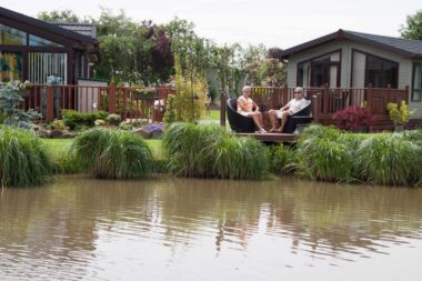 Relaxing on lodge deck