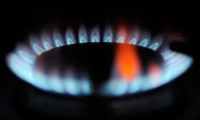 gas flame with orange - in static caravan