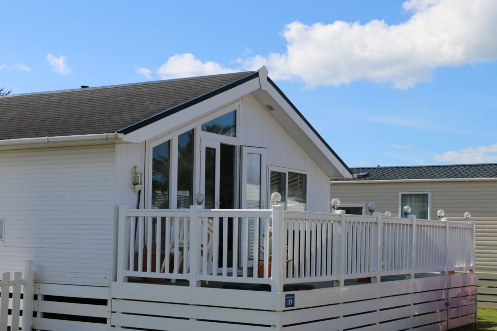 Patio doors open on static caravan to keep cool