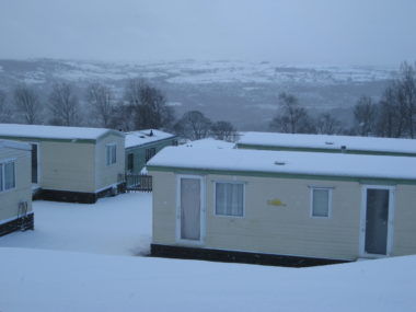 Static caravan in winter