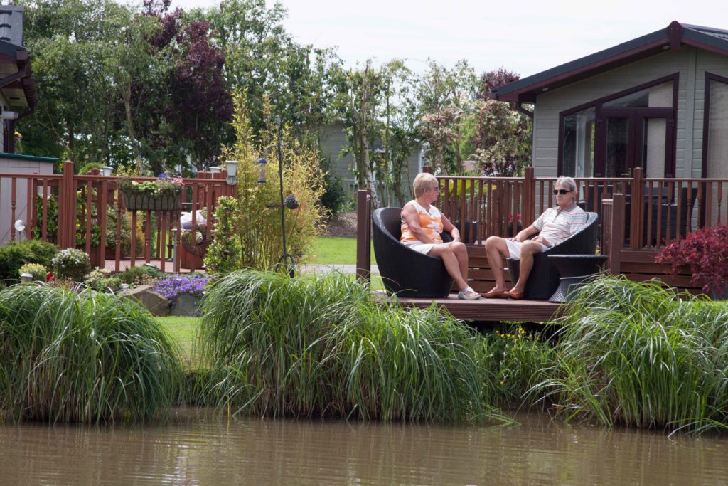 Outdoor seating on caravan park