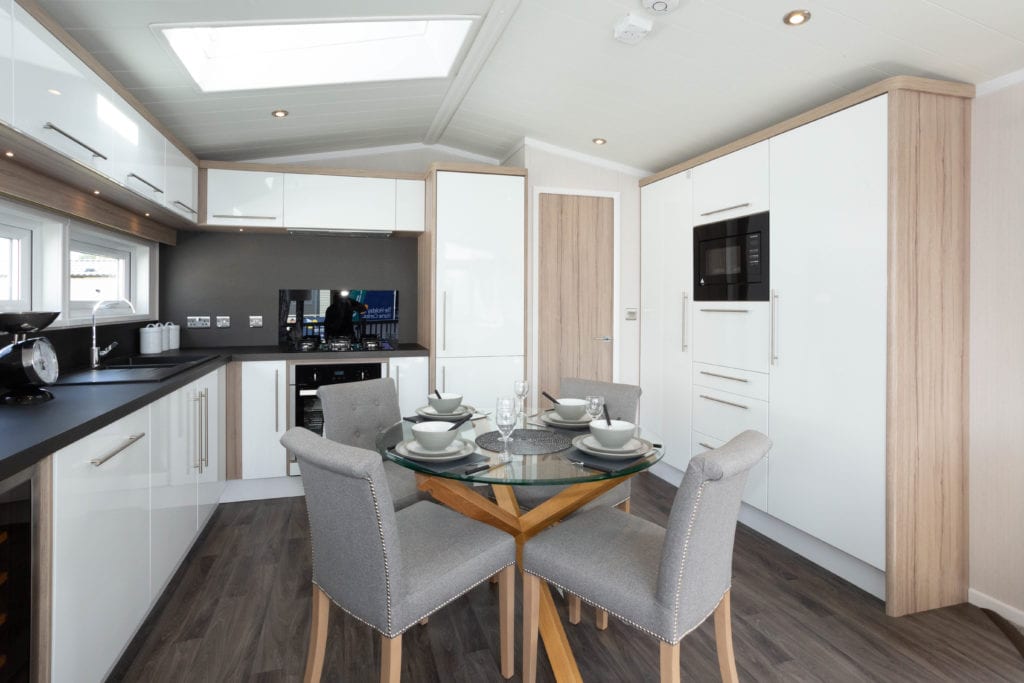 2020 Swift Champagne holiday lodge open plan kitchen 