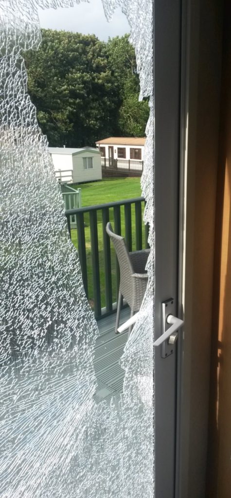 static caravan insurance claim for smashed window