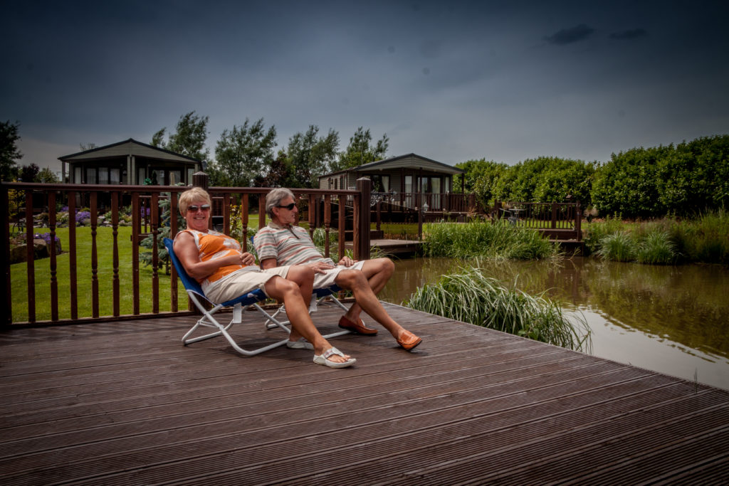 relaxing on outdoor furniture