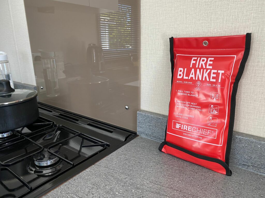 fire safety blanket in static