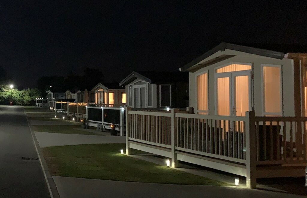 fairy lights on static caravan