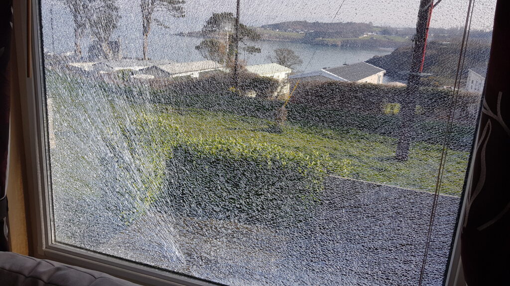 broken window_static caravan insurance claim