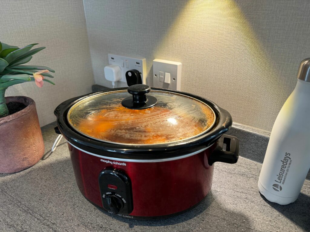 slow cooker in a static caravan