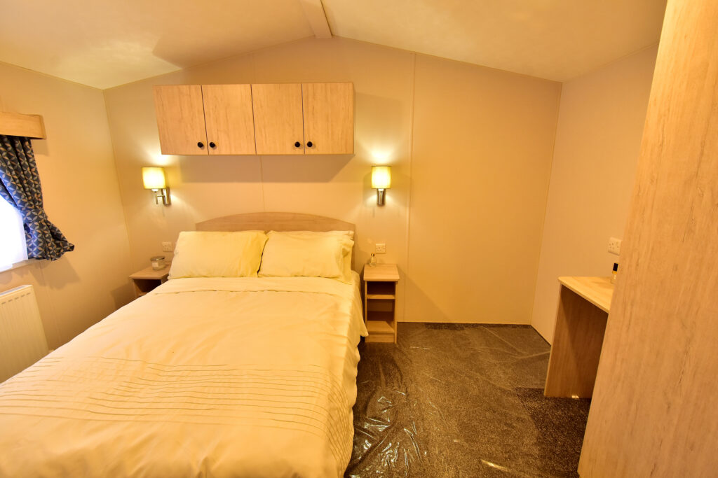 2026 Delta Saffron Deluxe static caravan master bedroom