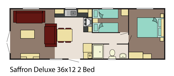 2026 Delta Saffron Deluxe static caravan floorplan
